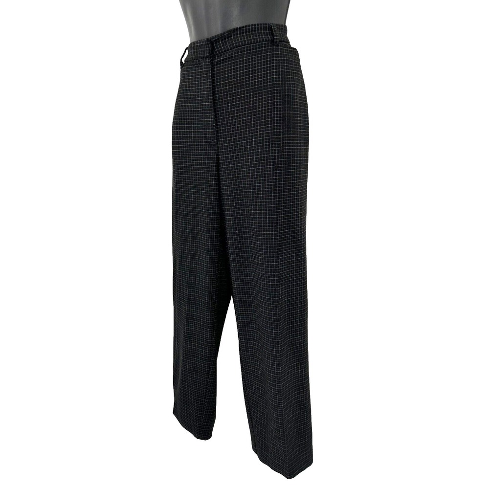 Liz Claiborne Liz Sport Womens Casual Pants Size 14 Black Windowpane Check Print - Picture 5 of 13